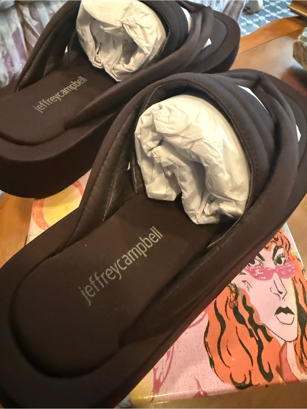 Jeffrey Campbell Dark Brown Quilted Slide Sandals